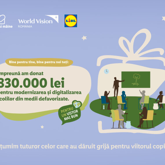 Împreună cu clienții săi, Lidl România contribuie la modernizarea și digitalizarea a 33 de școli din medii defavorizate, printr-o donație de 830.000 lei către World Vision România